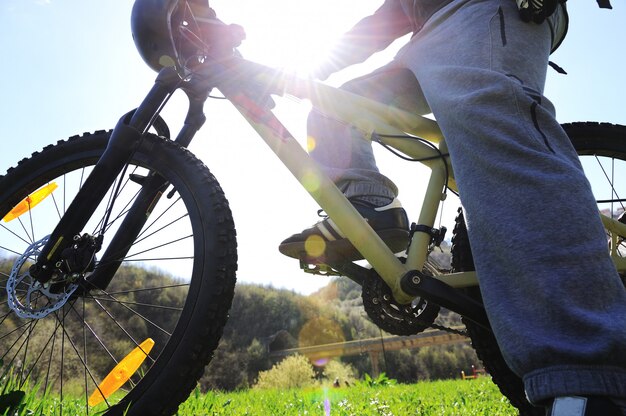 Mountain Biker in action, summer sunshine