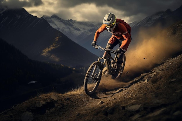 a mountain biker rides a trail in the mountains