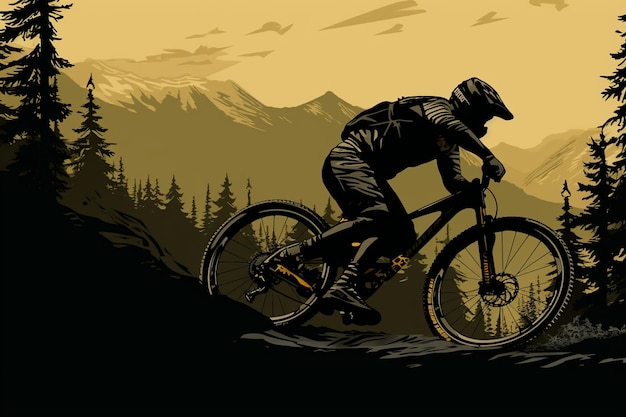 Mountain biking t shirt graphic design