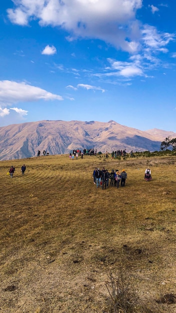 mountain of bolivia with people