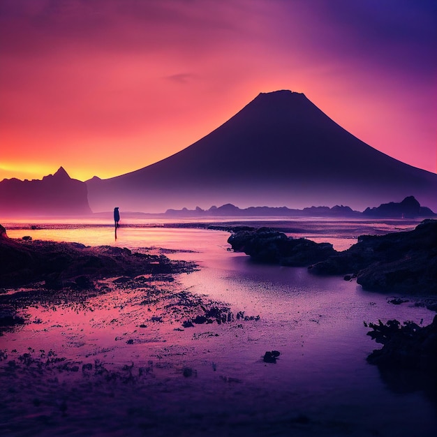 Mountain Bromo in the Dusk