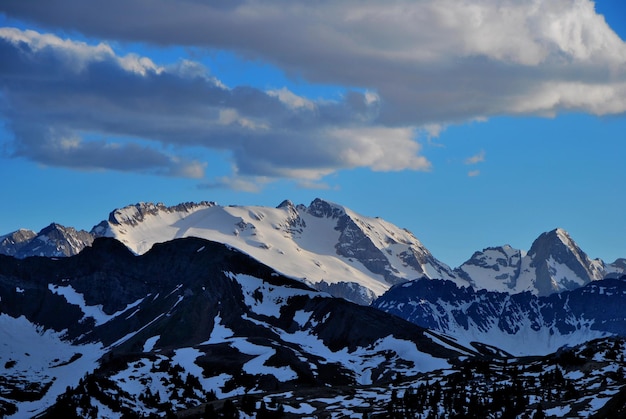 Mountain chain with snow