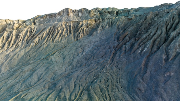 Mountain cliff rock soil and beautiful texture pattern on white background isolate