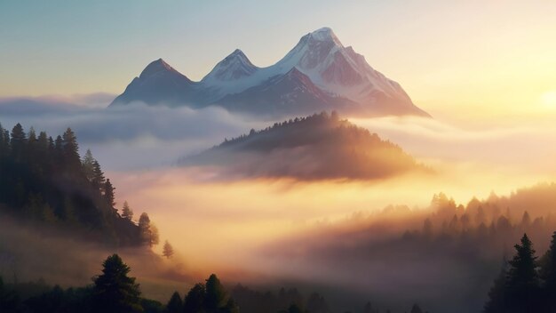 Photo a mountain in the clouds