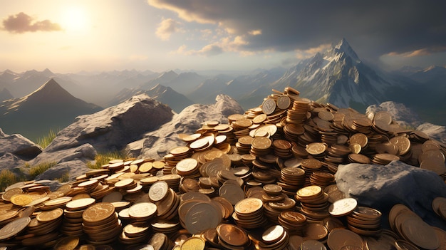 Photo mountain of coins