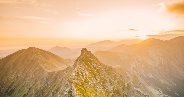 Mountain colorful sunrise photo from West Tatras in Slovakia in the summer Ziarska valley