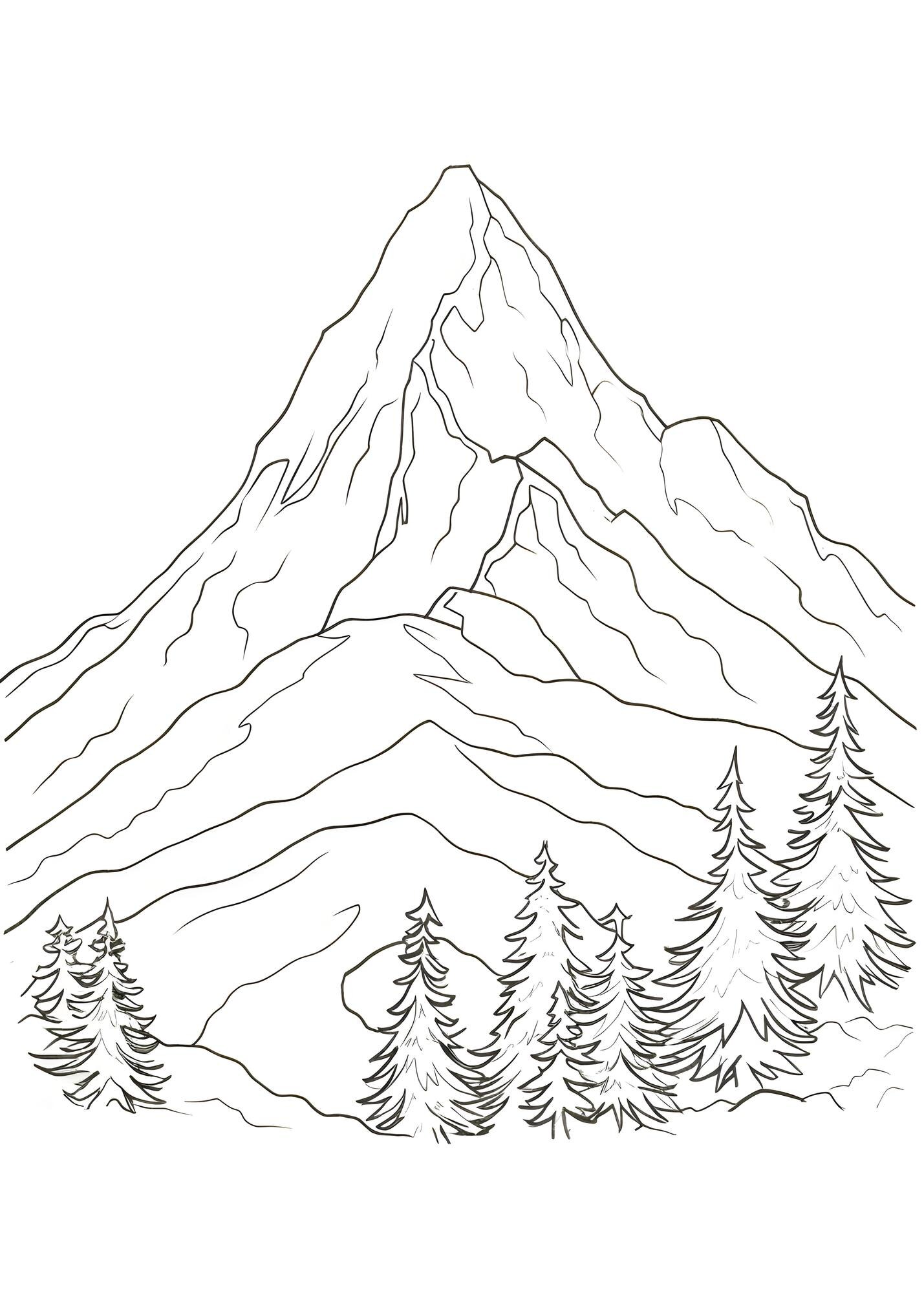 Mountain Coloring Page Mountain outline coloring page Mountain Scenery