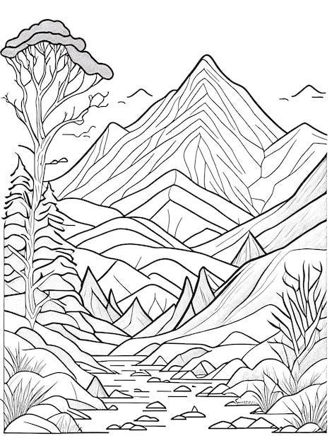 Mountain coloring page