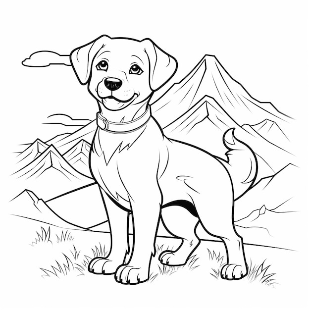 Mountain Feist adorable hand drawn cute coloring book kawaii line art