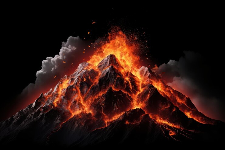Photo 山の火 火山の外で
