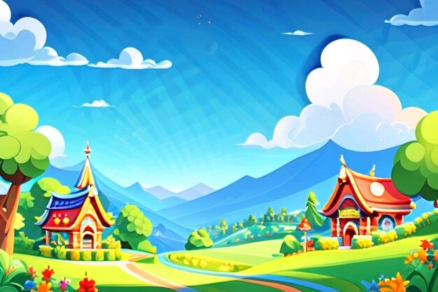 Mountain forest cartoon background