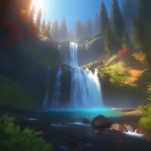 Mountain forest cartoon background