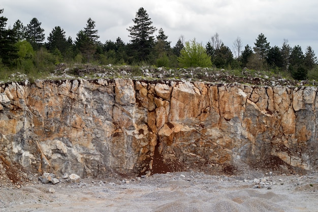 Mountain from stone in quarry, mining