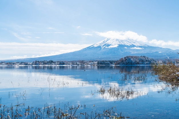 Гора Фудзи Сан на озере Кавагутико.