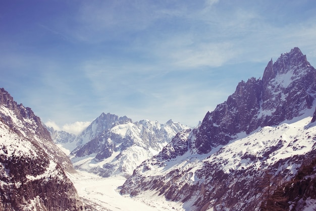 Mountain glacier Mer de Glace 