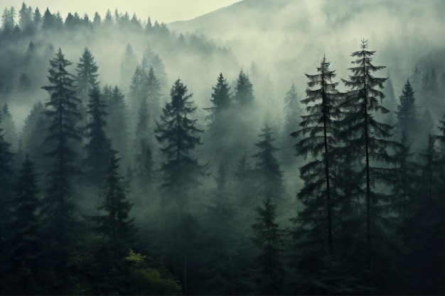Горная туманность туманный ландшафт живописная фантазия деревья путешествие туман холм туман лес восход солнца утро природа