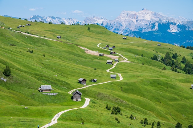 Antermoia의 Peitlerkofel 근처 산장, 유네스코 세계 문화 유산 중 하나인 Dolomites의 Val Badia