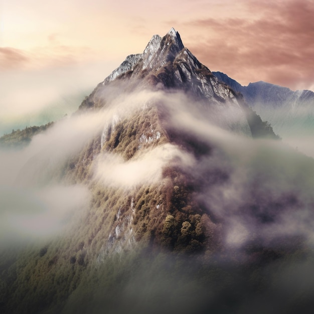 a mountain is seen in the background with a red sky in the background.