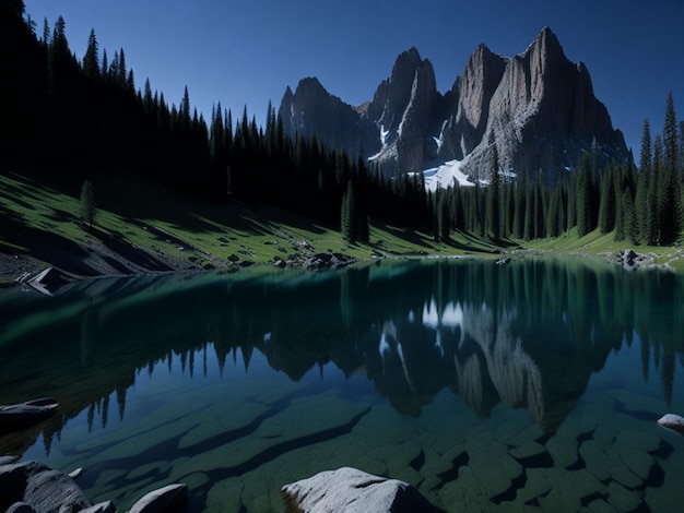 Foto sfondo del lago di montagna