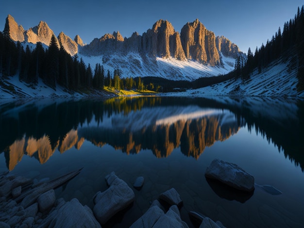 Foto sfondo del lago di montagna