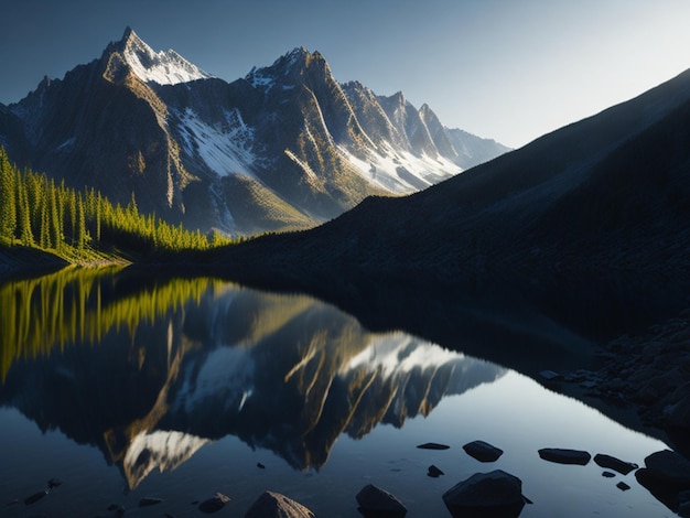 Photo mountain lake background