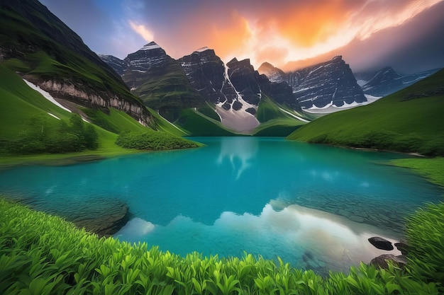 mountain lake in the dolomites mountain lake in the dolomites beautiful mountain lake with re