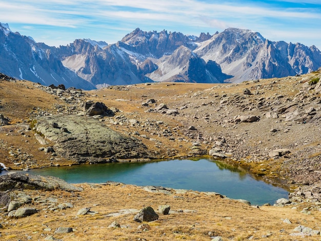 Mountain lake in french alps Ecrins national park France