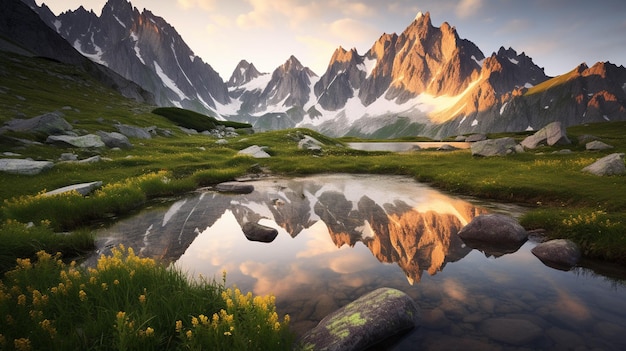 A mountain lake in the mountains