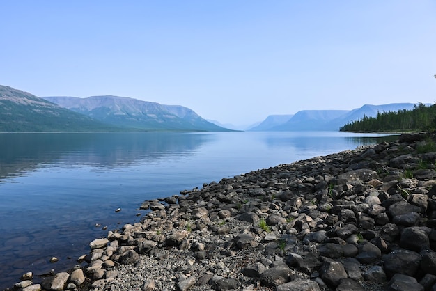 A mountain lake on the Putorana plateau