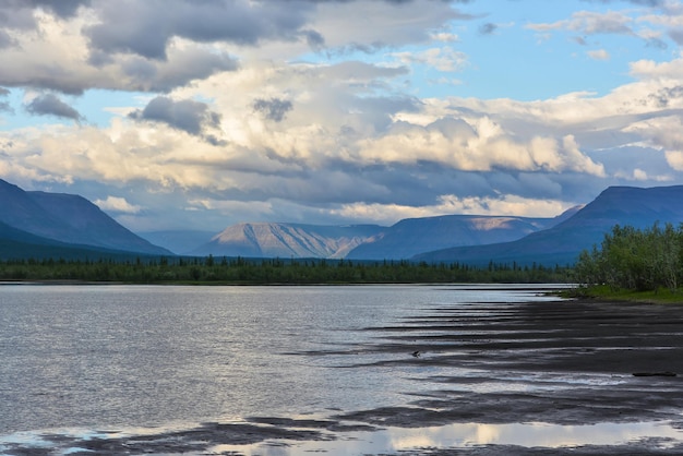 Mountain lake on the Putorana plateau