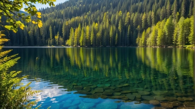 Горное озеро, окруженное лесом