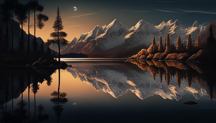 a mountain lake with a lake and a mountain in the background