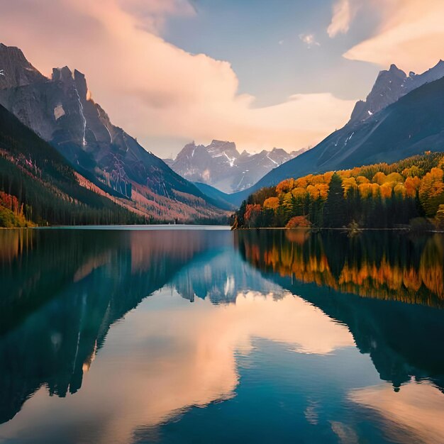 A mountain lake with a mountain in the background and a lake in the foreground.