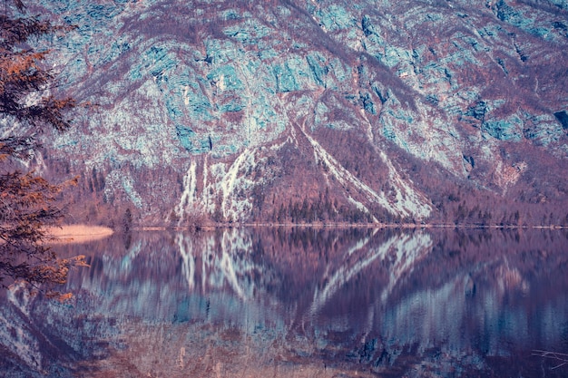 Mountain lake with reflection in the water