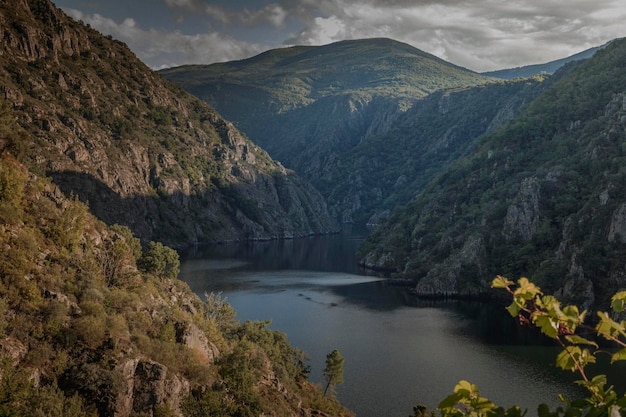 mountain and lake