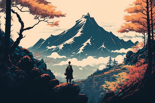 Mountain landscape AI generated illustration