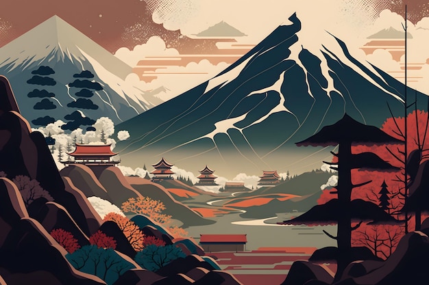 Mountain landscape AI generated illustration