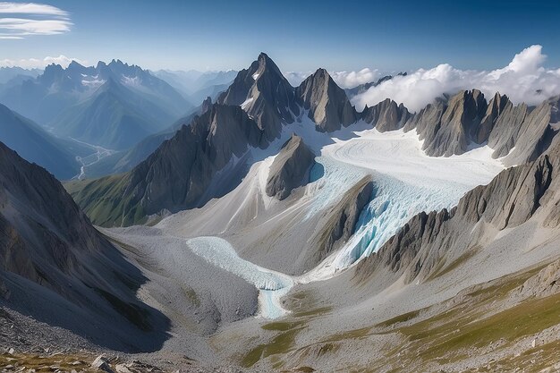 Photo mountain landscape on the french alps massif des ecrins scenic rocky mountains at high altitude with glacier