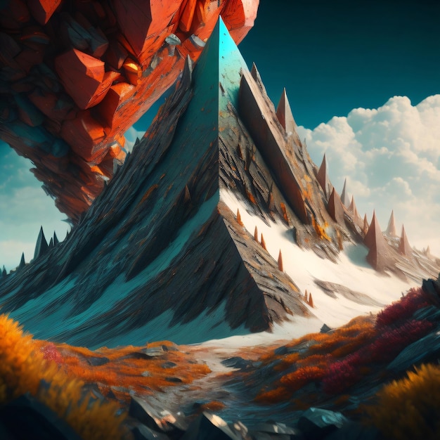 Mountain landscape illustration generetive AI