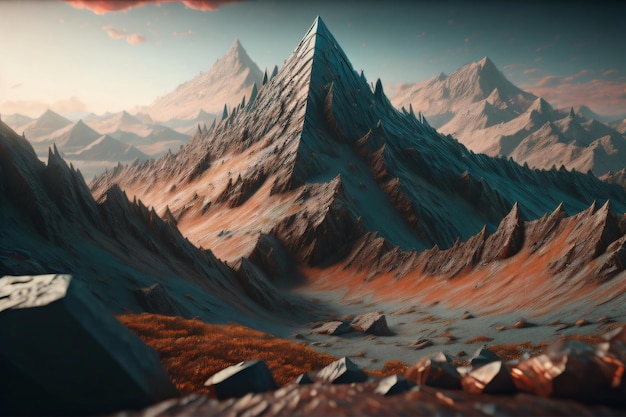 Mountain landscape illustration generetive AI