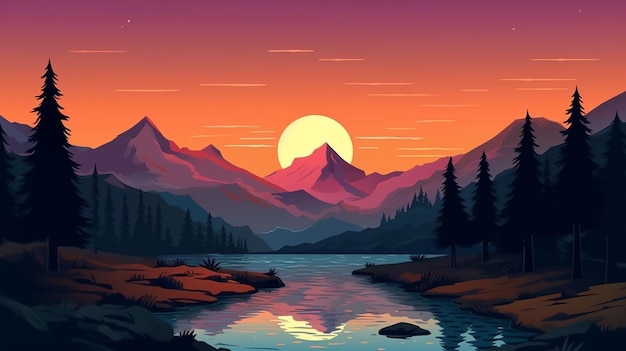 mountain landscape illustration