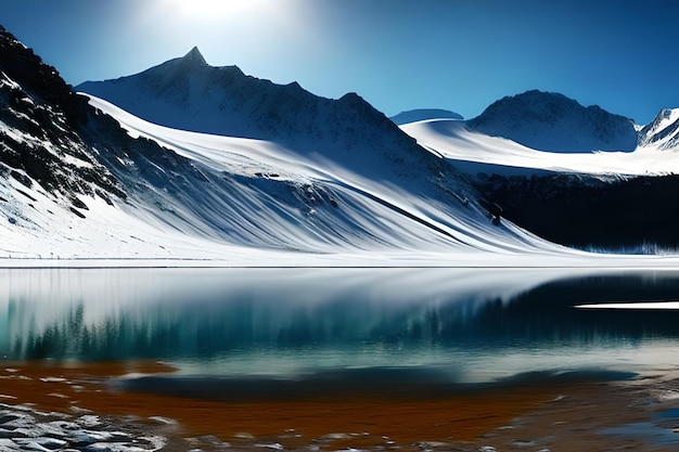 Mountain Landscape Lake and Large Panorama