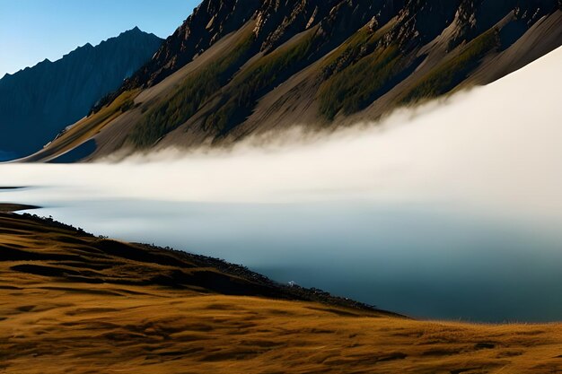 Mountain Landscape Lake and Large Panorama