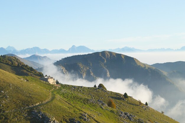 Mountain landscape. Mount Grappa panorama, Italian alps. Italy.