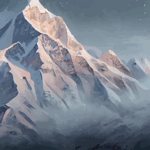 Mountain landscape mountain landscape illustration abstract background fantasy theme morning