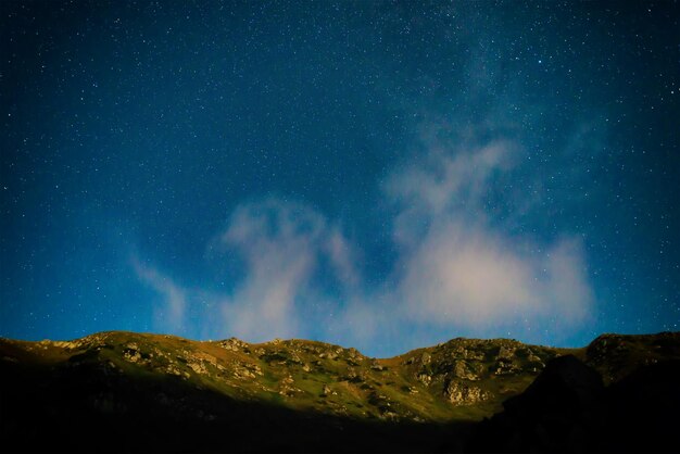 Mountain landscape at night