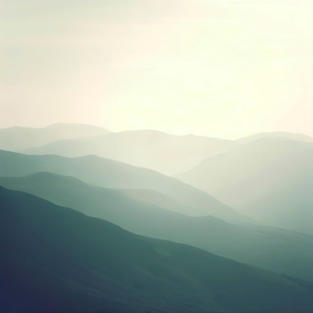 mountain landscape in the pale light of the sun