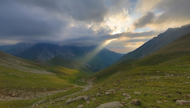 mountain landscape panorama with mountain peaks