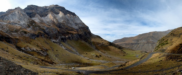 Mountain landscape in the Pyrenees with small road