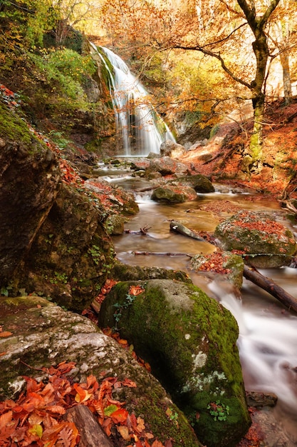 Mountain Landscape and small waterfall in Russia